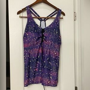 Hanna Nikole Womens Racerback Tankini Swim Suit Top 20W Purple Constellation